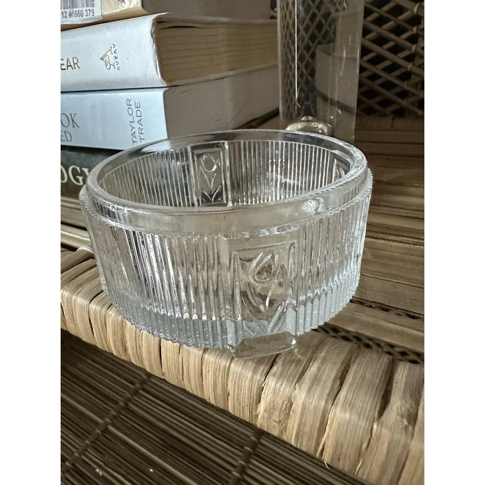 Vintage Art Deco Footed Glass Vanity Powder Jar